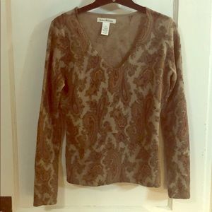 Long-sleeve V-neck paisley sweater - wool